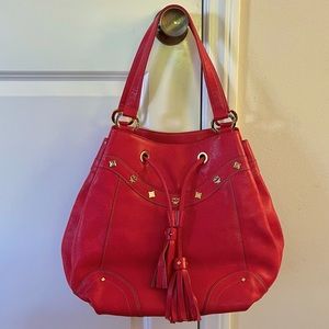 MCM Shoulder Bag Red Genuine Leather